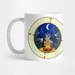 Campfire and night sky badge Mug